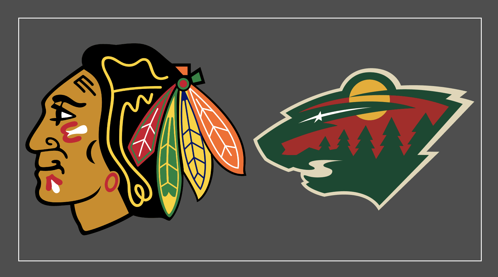 The Chicago Blackhawks and Minnesota Wild logo.