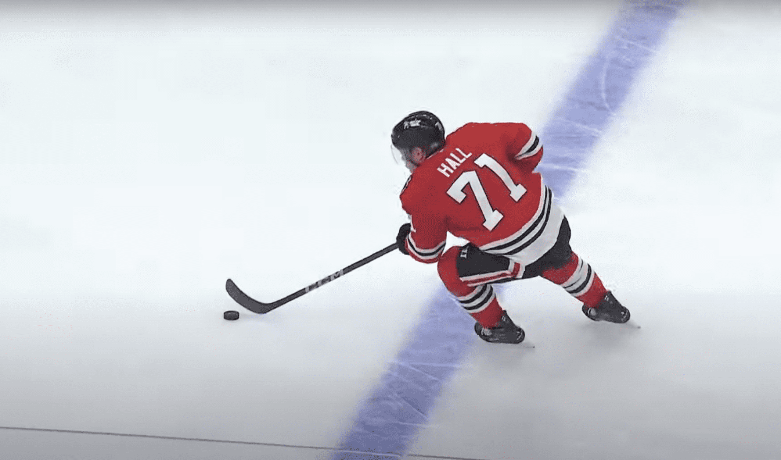 Taylor Hall #71, skates into the offensive zone for the Chicago Blackhawks on Oct. 17 during the Blackhawks home opener against San Jose