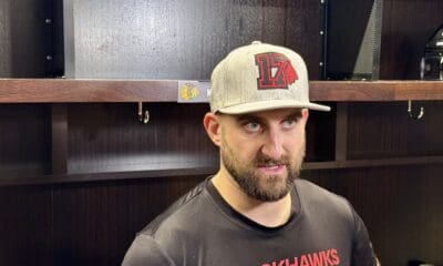 Nick Foligno Blackhawks postgame after 3-1 win over Florida Panthers on Nov. 21.